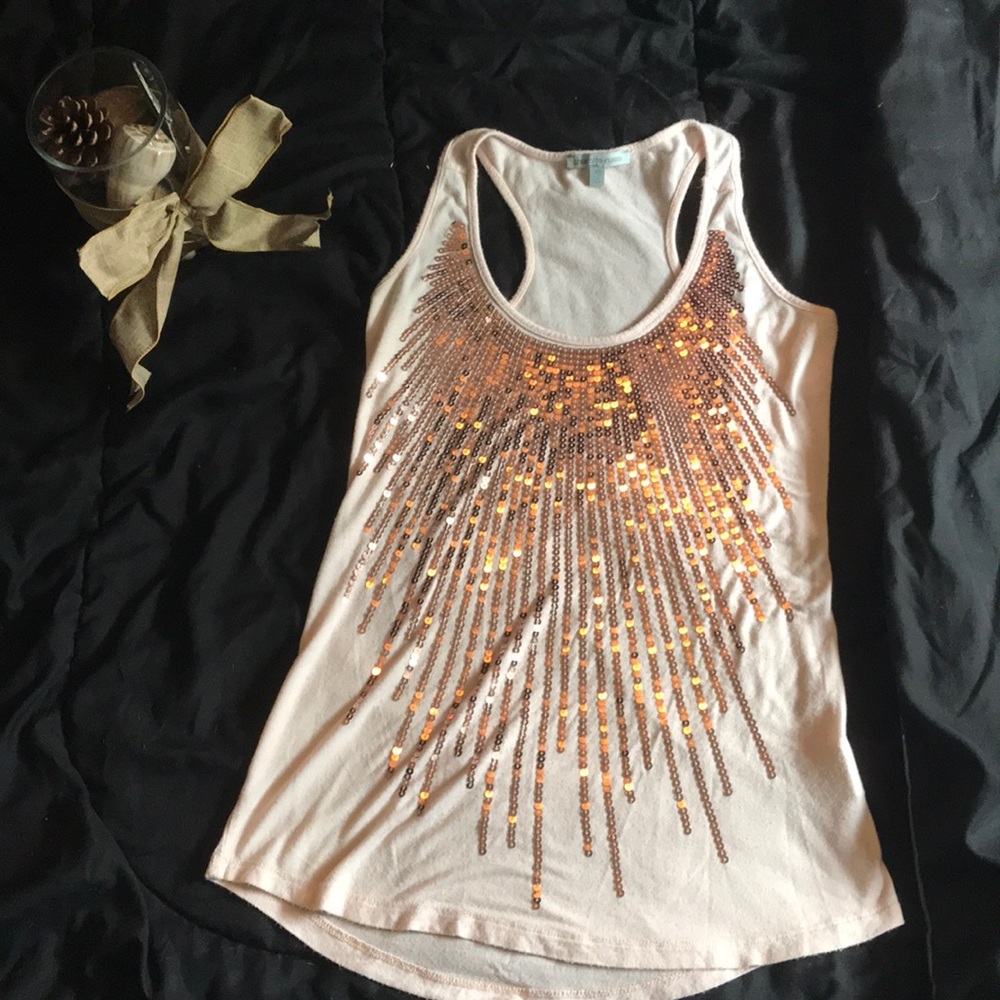 Light pink and sequined tank top